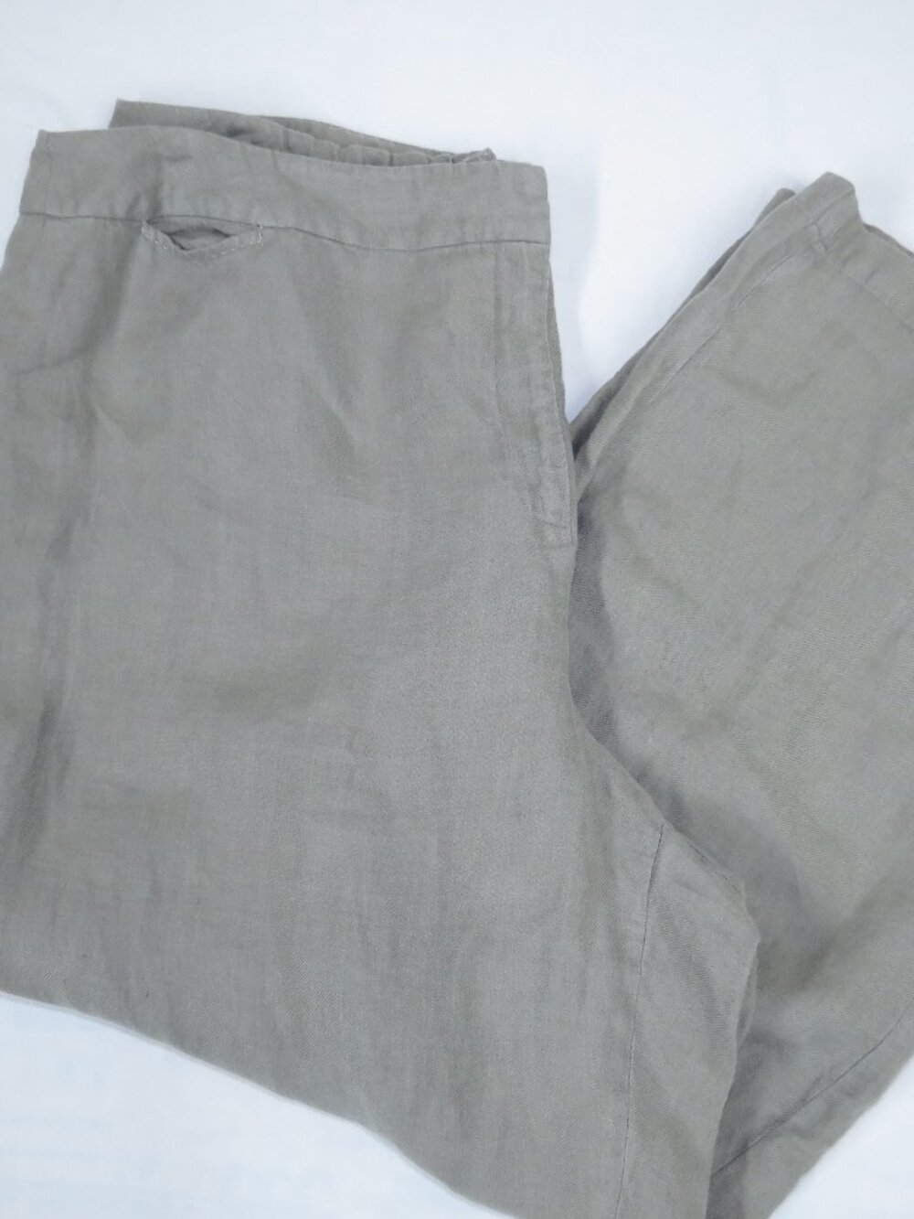 Eileen Fisher Stone Gray Wide-Leg Linen Pants